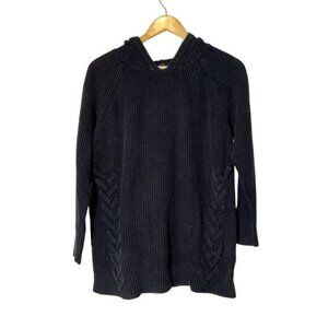 Torrid Black Braided Detail Knit Hooded Long sleeves Women's Sweater Size 0 (12)